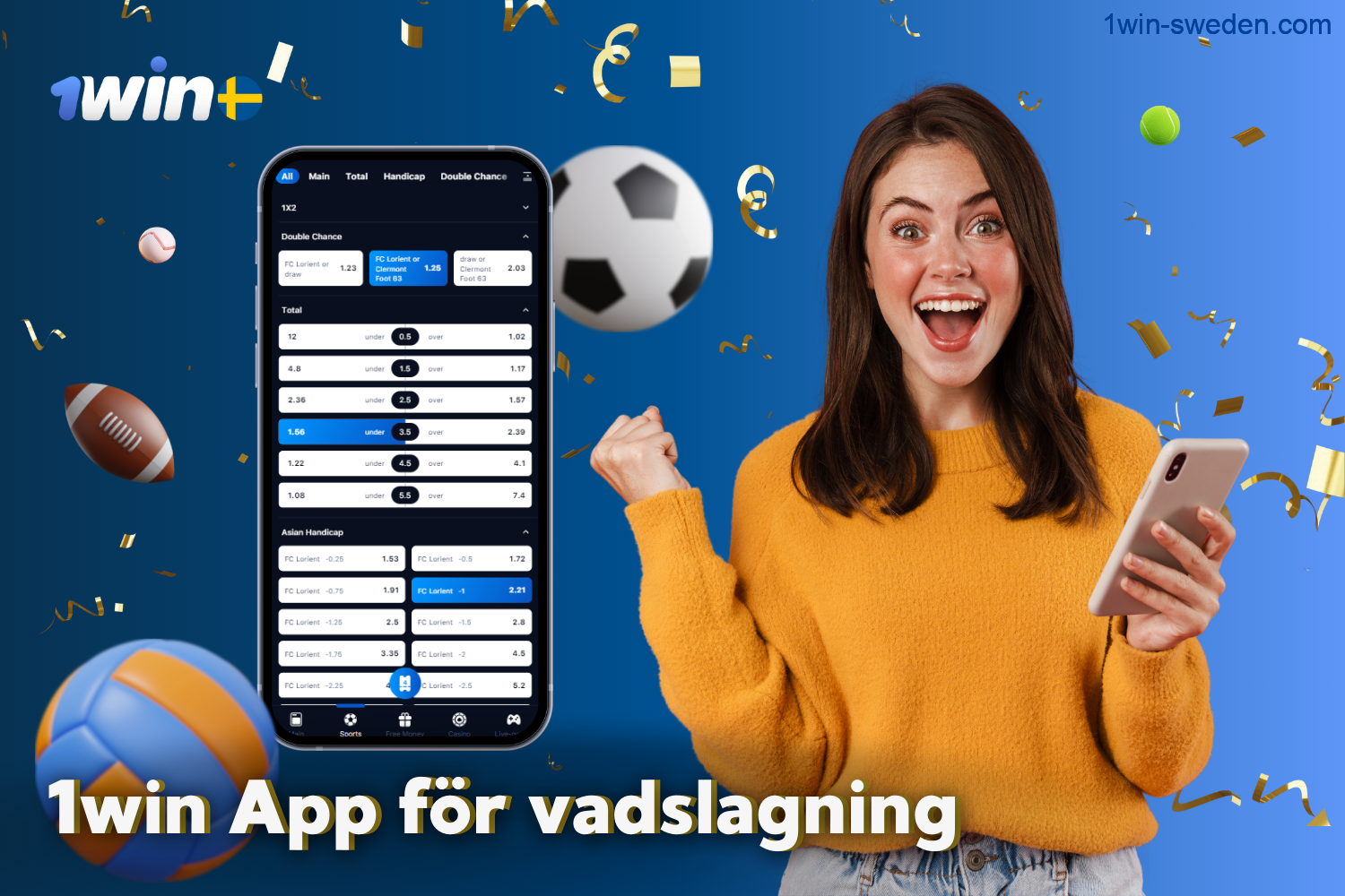 In the 1win app, Swedish users can place bets