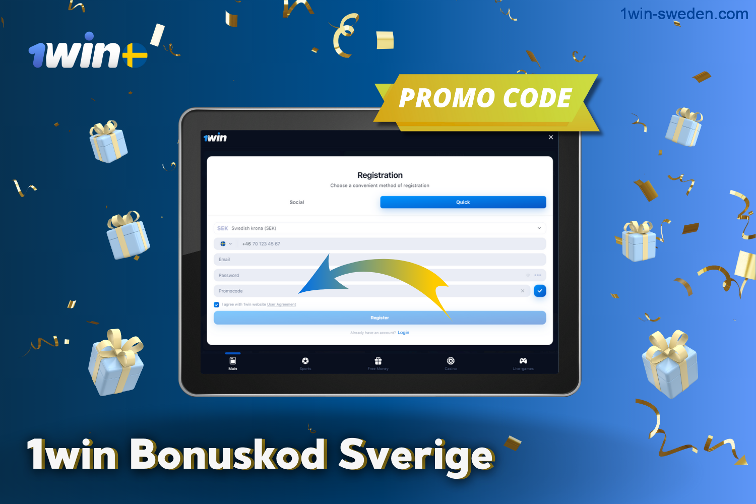 1win has a bonus code for users from Sweden