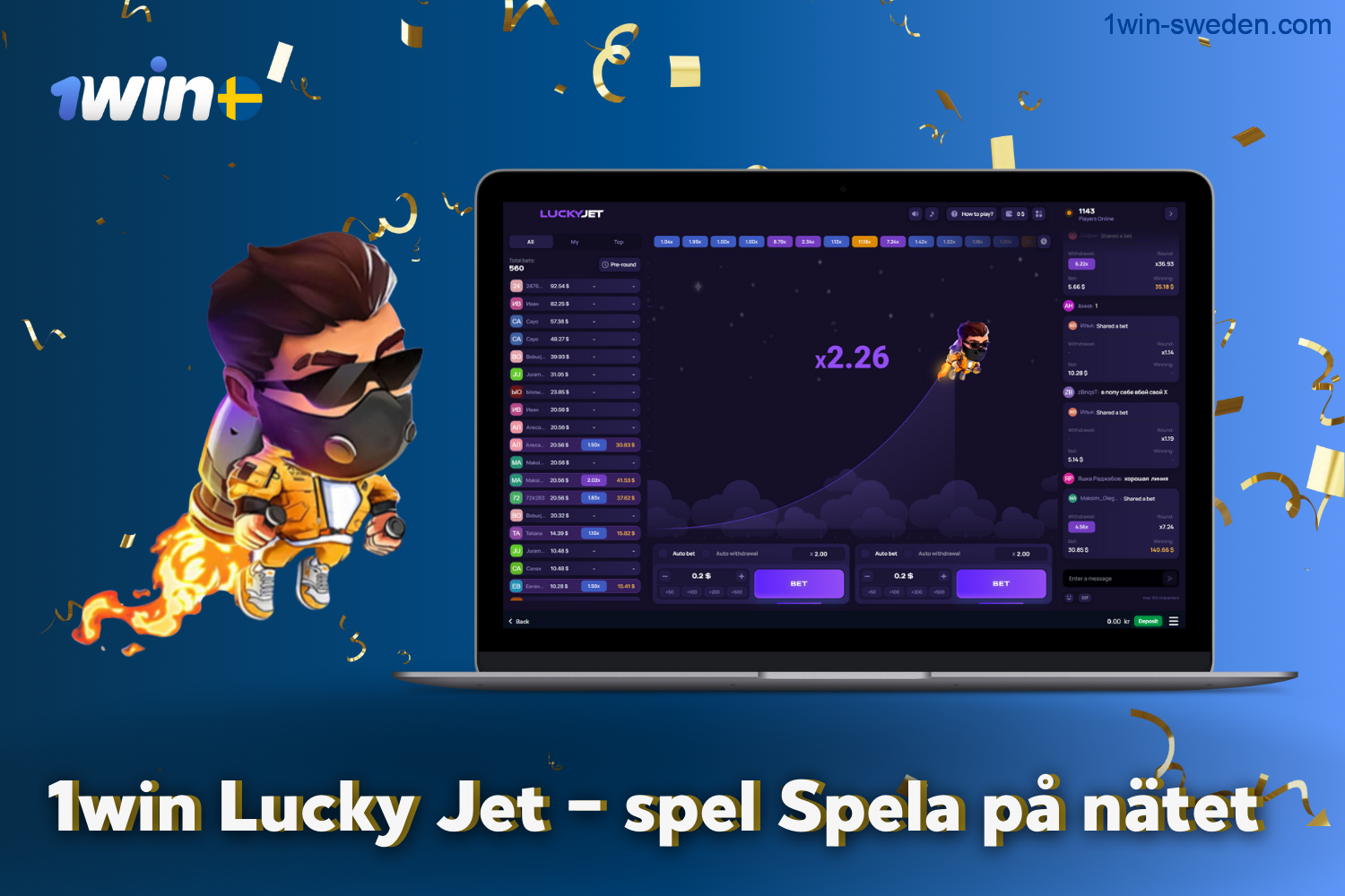 1win lucky jet play online in Sweden