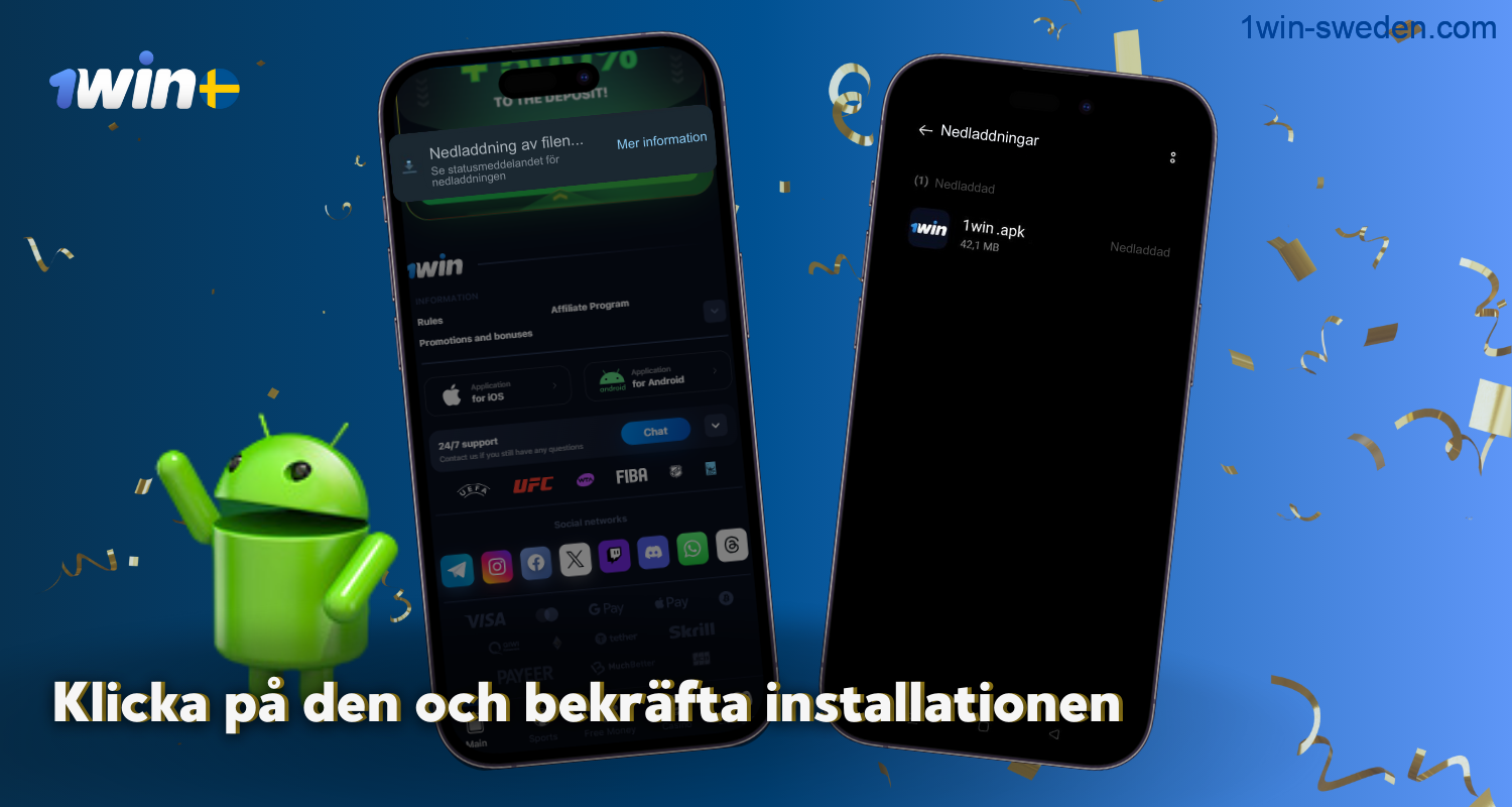 To download the 1win app to a smartphone, users from Sweden should go to the download section of their phone