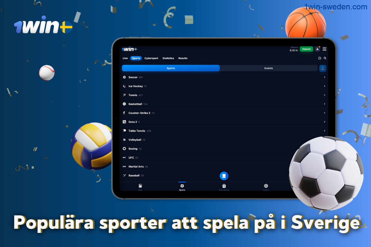 The 1win website has a section on popular sports in Sweden