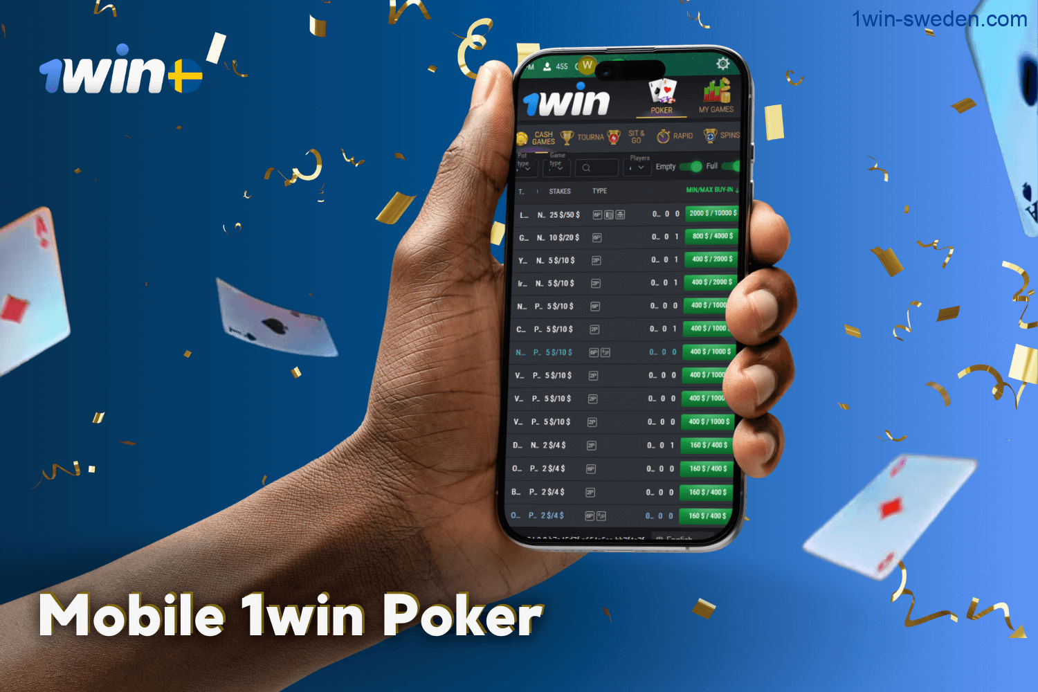 Mobile Poker at 1win Casino