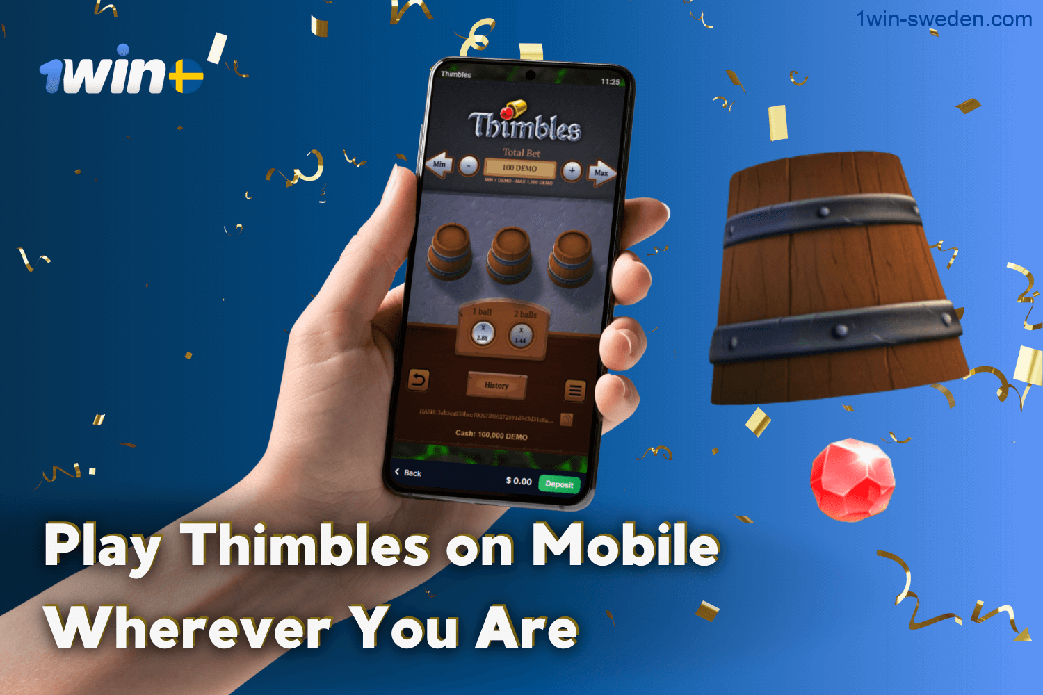 Play Thimbles on Mobile Anytime at 1win Casino