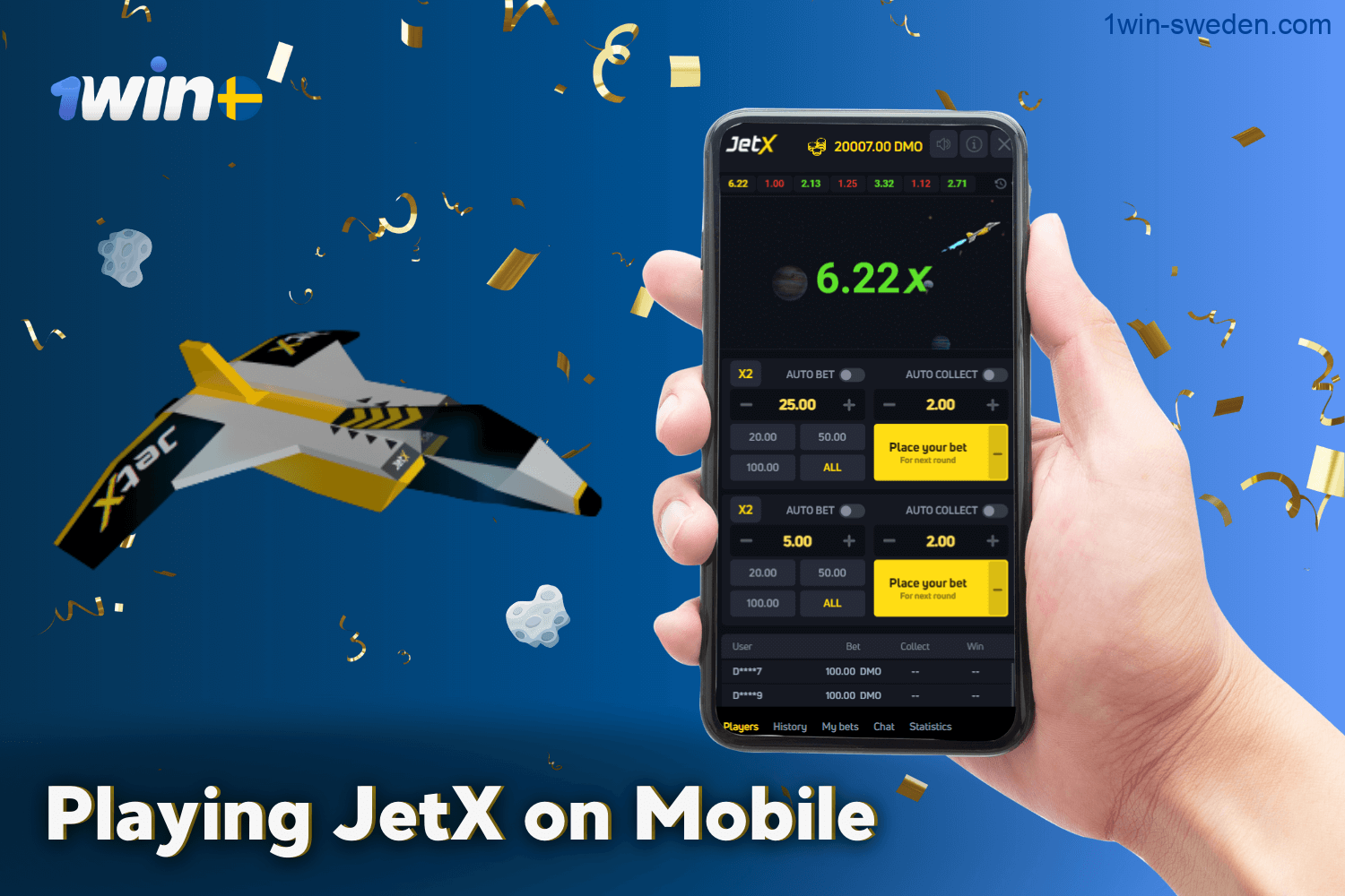 Playing JetX on Mobile at 1win Casino Sweden